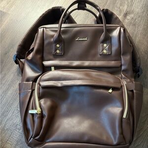 Lovevook Brown Faux-Leather Women's charging Backpack
